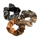 Stylish Vegan Leopard Pattern Leather Scrunchies